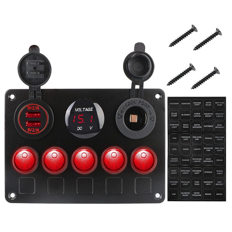 Wivplex Waterproof Car Switch Panel with Dual USB Ports - Image 1