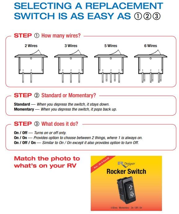 RV Designer مفتاح روكر RV مصمم S341، 10 أمبير، تشغيل/إيقاف مؤقت، SPDT، أسود، كهرباء DC - Image 4