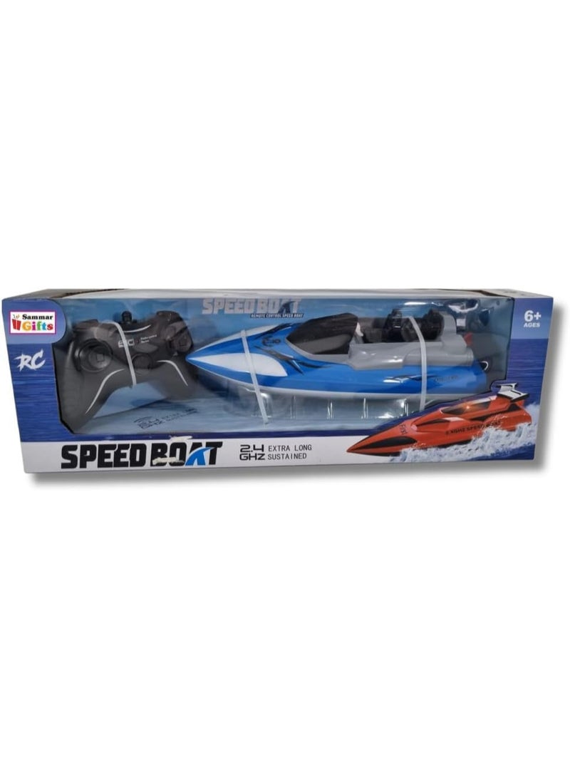 قارب سباق يتم التحكم فيه عن بعد مع جهاز تحكم لاسلكي (أزرق) - Image 4