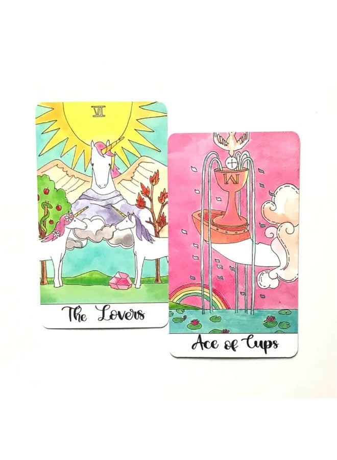 NIBEMINENT 1 Set - High-quality crystal unicorn Tarot cards. Suitable for family, festival or party use. Tarot card set for card games. Tarot card board game set. - Image 5