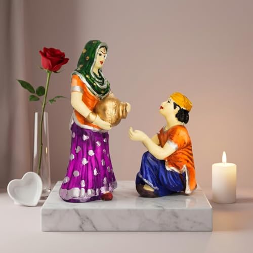 Xtore Village Women with Water Pot Idol Statue Decoreative Showpiece for Home Decor | Handcrafted and Hand Painted (Pack of 2, Multicolor) - Image 4