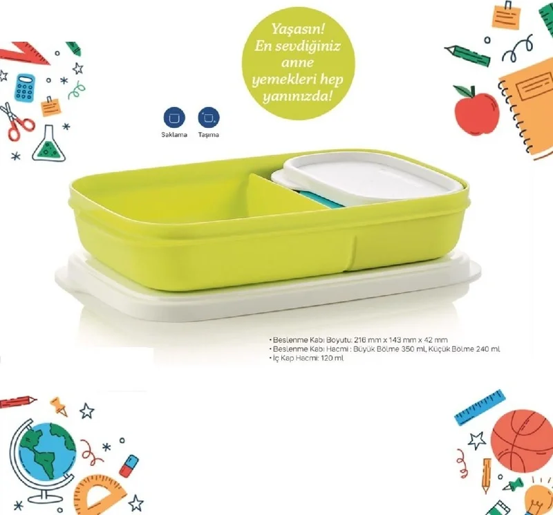 Tupperware Lunch Box with Compartments 590 Ml + 120 ml Storage Container Hsgl