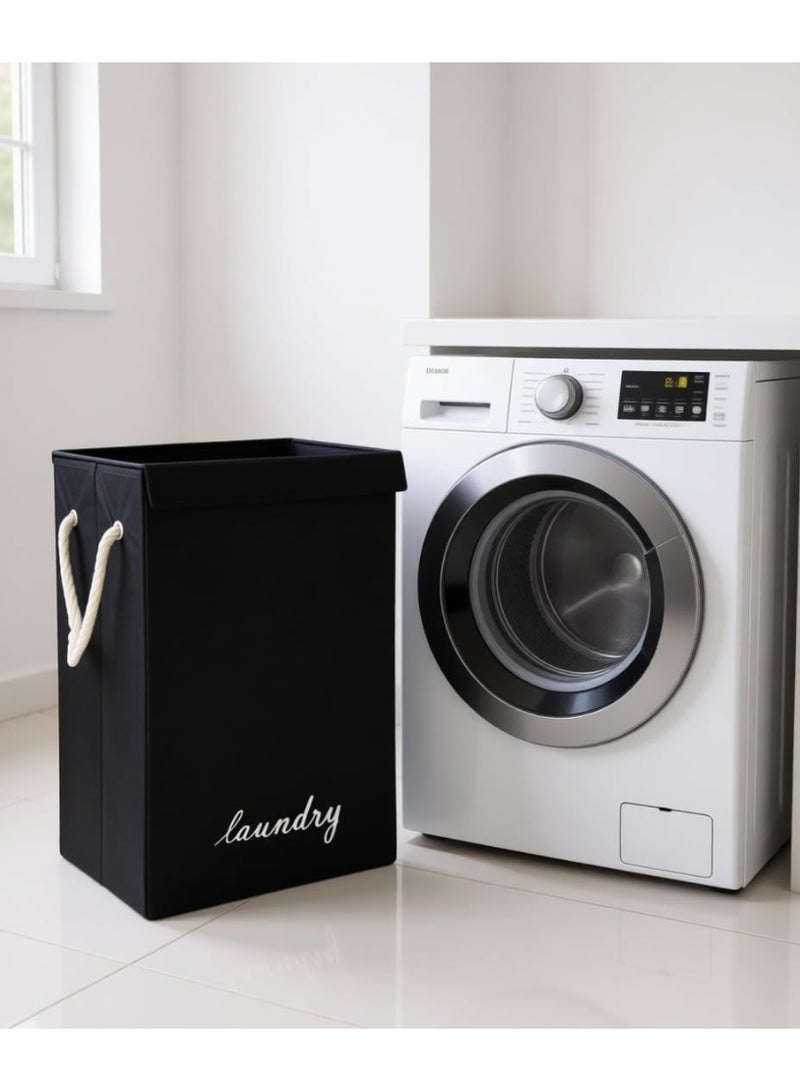 70 Litre Large Laundry Bag Black with Canvas Fabric And Sturdy Rope Handles ,70 Liter Collapsible & Foldable Laundry Hamper ,Multipurpose Storage Basket for Toys, Laundry Bin - Image 2