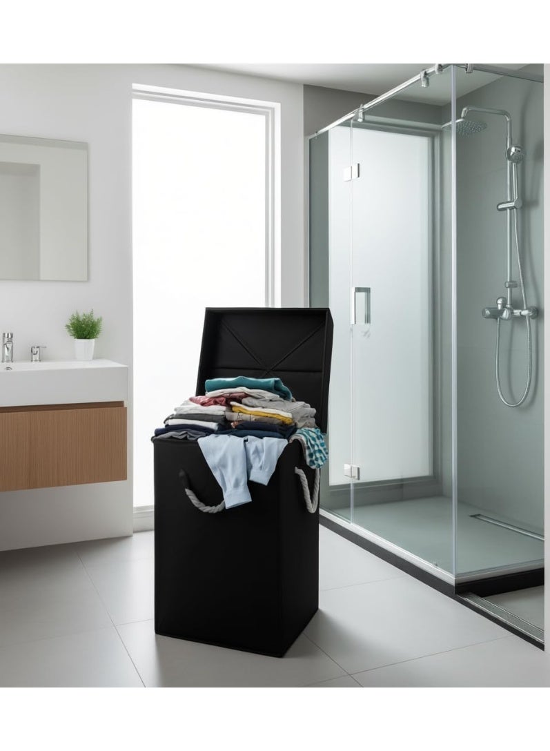 70 Litre Large Laundry Bag Black with Canvas Fabric And Sturdy Rope Handles ,70 Liter Collapsible & Foldable Laundry Hamper ,Multipurpose Storage Basket for Toys, Laundry Bin - Image 4