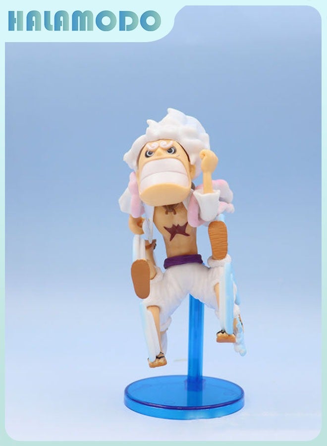 HALAMODO One Piece 6 Piece Q Version Gear 5 Sun God Nika Luffy with Blue Base Anime Figure Desktop & Car Decoration Gift - Image 5