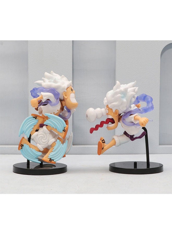 Halamodo One Piece 6 Piece Q Version Gear 5 Sun God Nika Luffy with Blue Base Anime Figure Desktop & Car Decoration Gift - Image 4