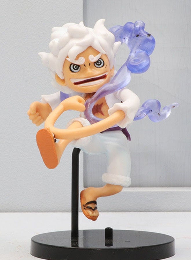 Halamodo One Piece 6 Piece Q Version Gear 5 Sun God Nika Luffy with Blue Base Anime Figure Desktop & Car Decoration Gift - Image 5