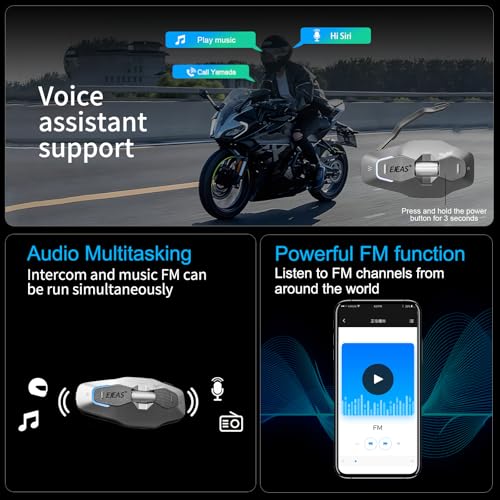 iSunergy X10 Motorcycle Helmet Bluetooth Headset, 10 Riders Mesh 4.0 Motorcycle Intercom, Communication Systems with Music Share, Dual Noise Reduction, Voice Assistant, IP67, Grey - Image 3
