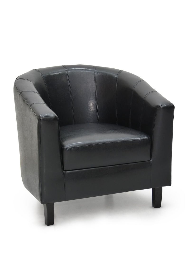 Multi Home Furniture Dark Grey Accent Chair – Single Sofa Chair with Padded Fabric Seat, Comfy Armchair with Wooden Legs – Lounge Chair for Living Room, Bedroom Furniture, Balcony Chair & Hall Room - Image 2