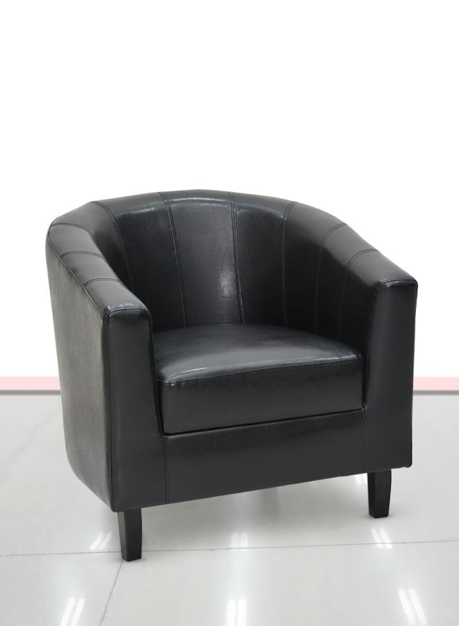 Multi Home Furniture Dark Grey Accent Chair – Single Sofa Chair with Padded Fabric Seat, Comfy Armchair with Wooden Legs – Lounge Chair for Living Room, Bedroom Furniture, Balcony Chair & Hall Room - Image 1