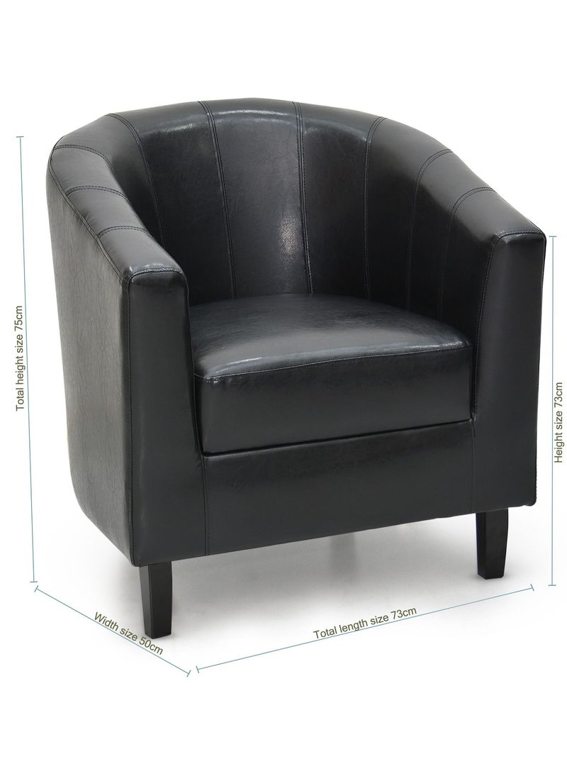 Multi Home Furniture Dark Grey Accent Chair – Single Sofa Chair with Padded Fabric Seat, Comfy Armchair with Wooden Legs – Lounge Chair for Living Room, Bedroom Furniture, Balcony Chair & Hall Room - Image 3