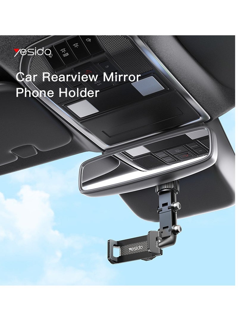 Yesido C192 Rearview Mirror Mobile Phone Car Holder Universal 360 Rotating Car Phone Holder Black - Image 2