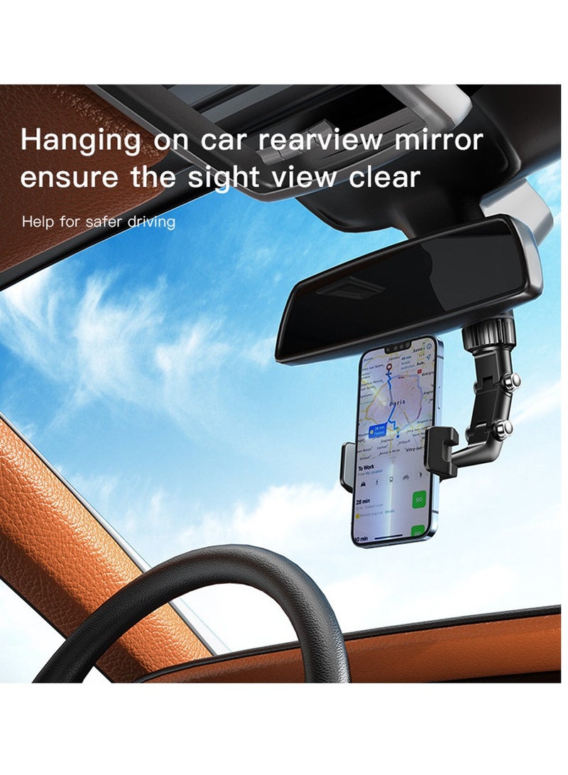 Yesido C192 Rearview Mirror Mobile Phone Car Holder Universal 360 Rotating Car Phone Holder Black - Image 4