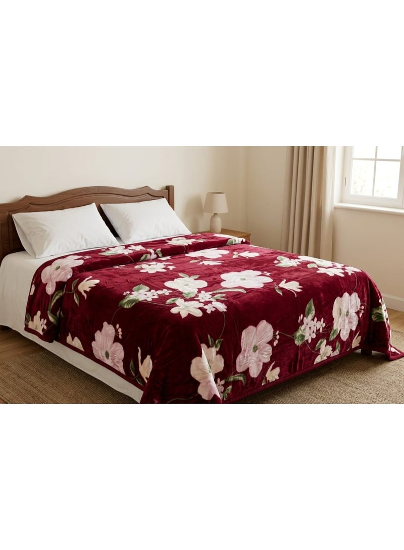 Winter Savings Package (3 pieces): Warm velvet blanket set with a floral pattern and multiple colors - Image 3