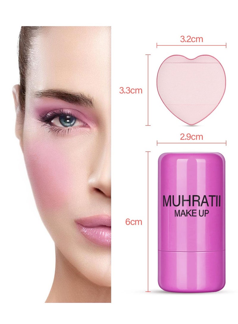 مهارات أحمر الخدود الهلامي من MUHRATII - لون جيلي مائي مبرد للشفاه والخدود - أحمر خدود مرطب يدوم طويلاً للخدود والشفاه وتحت العينين (#1 أحمر أرجواني) - Image 4