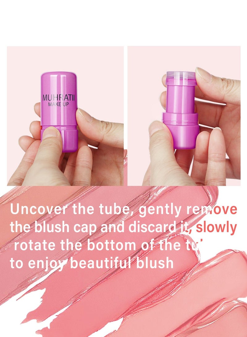 مهارات أحمر الخدود الهلامي من MUHRATII - لون جيلي مائي مبرد للشفاه والخدود - أحمر خدود مرطب يدوم طويلاً للخدود والشفاه وتحت العينين (#1 أحمر أرجواني) - Image 5