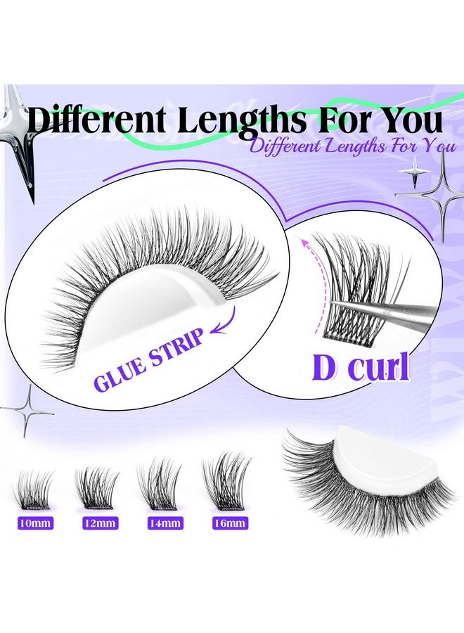 wiwoseo Self Adhesive Lashes Clear Band Lashes Clusters No Glue Needed Self Adhesive Lash Clusters Pre Glued Eyelash Clusters Press on Lashes Resuable Eyelash Extensions without Glue - Image 5