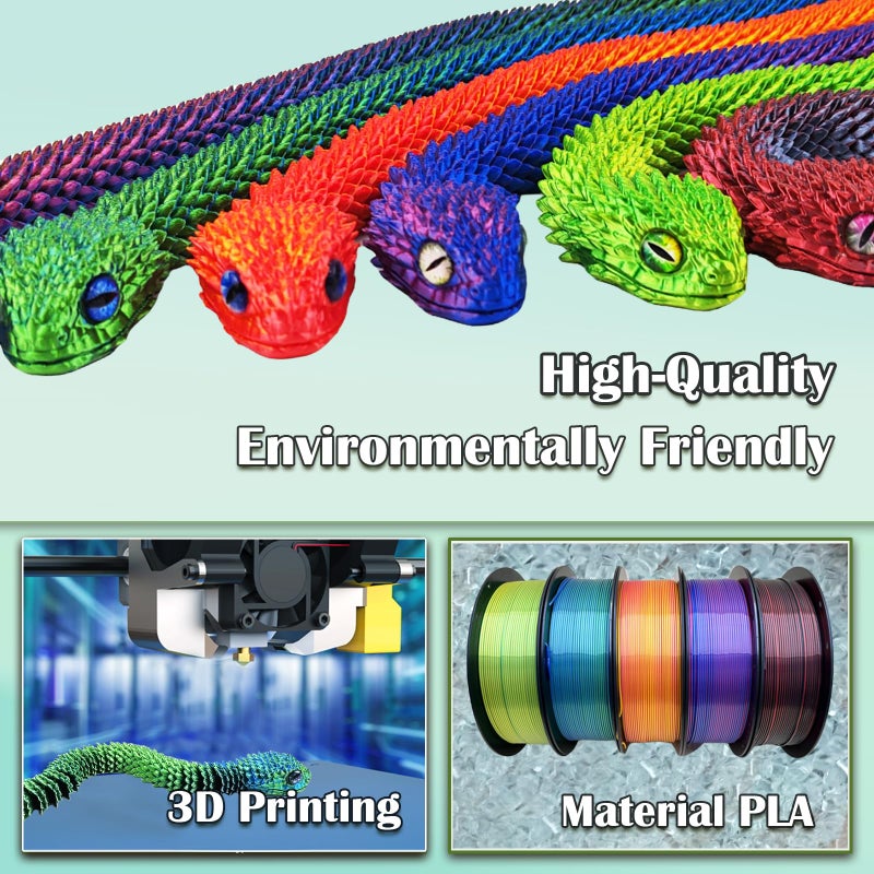 QOUXZ 3D Printed Animals Snake, 30 Inch Surprise Mystery Fidget Anaconda Toy, Fake Python Statue with Realistic Eyesï¼Œ3-D Print Articulated Viper Collectible for Home Office Executive Desk Decoration(LSL) - Image 4