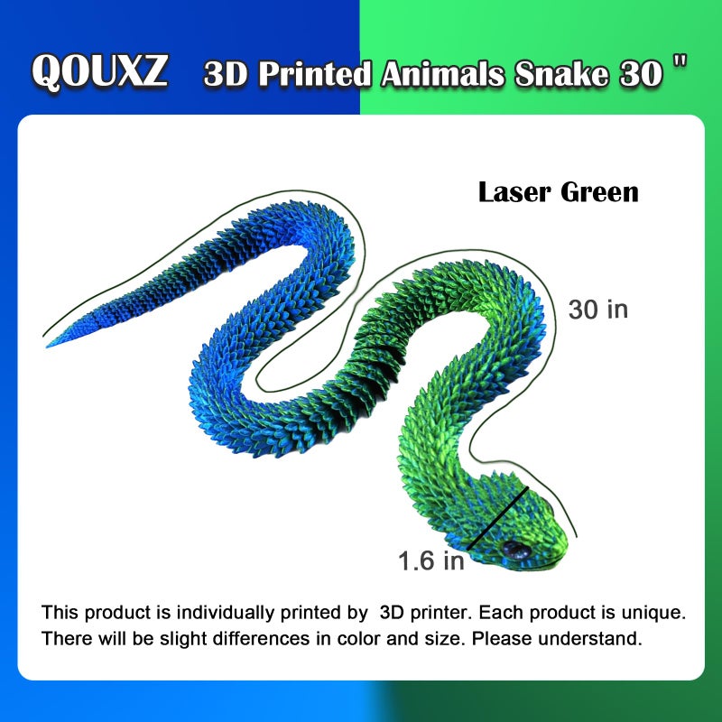 QOUXZ 3D Printed Animals Snake, 30 Inch Surprise Mystery Fidget Anaconda Toy, Fake Python Statue with Realistic Eyesï¼Œ3-D Print Articulated Viper Collectible for Home Office Executive Desk Decoration(LSL) - Image 2