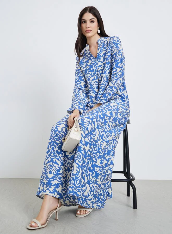 Amirah Women All-Over Print Collared Jalabiya