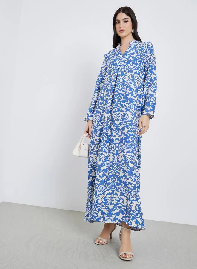 Amirah Women All-Over Print Collared Jalabiya