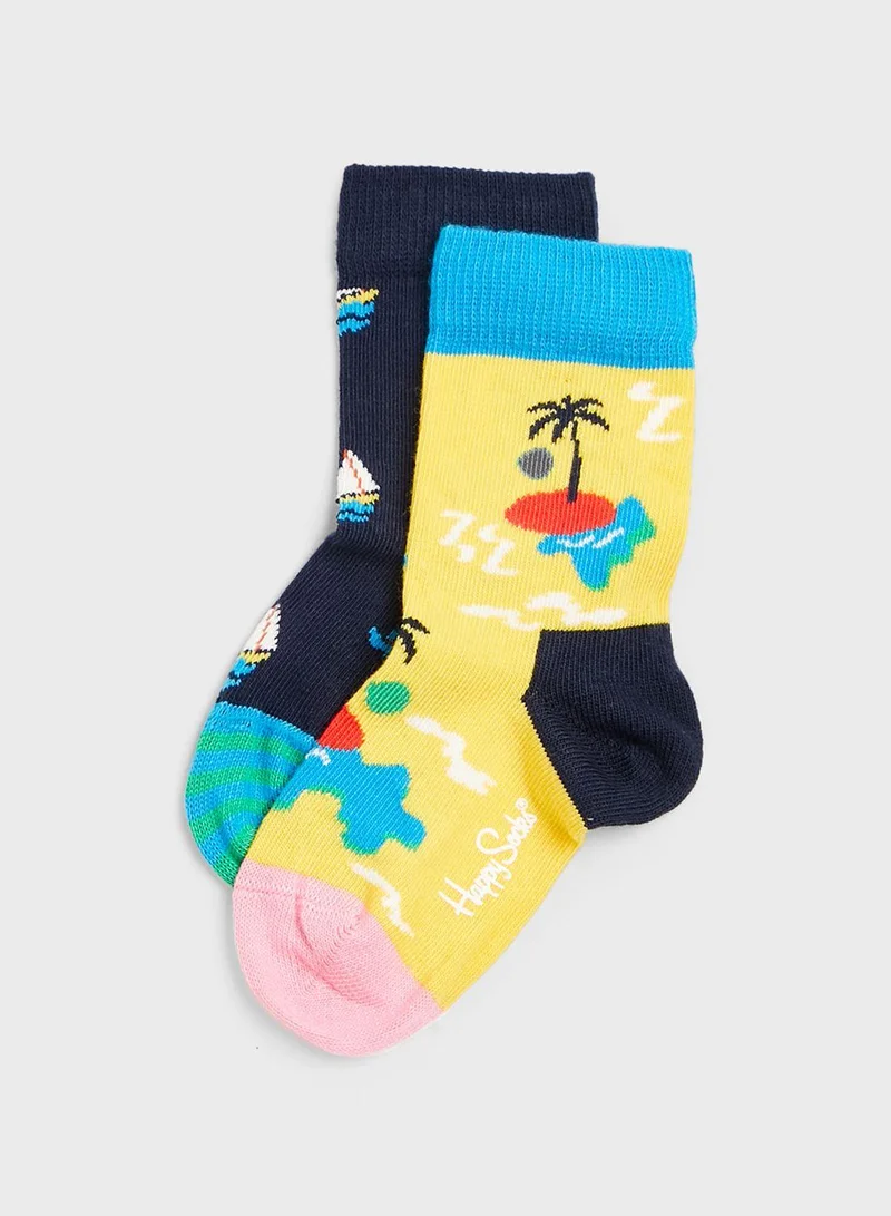 Happy Socks Kids 2 Pack Island In The Sun Socks
