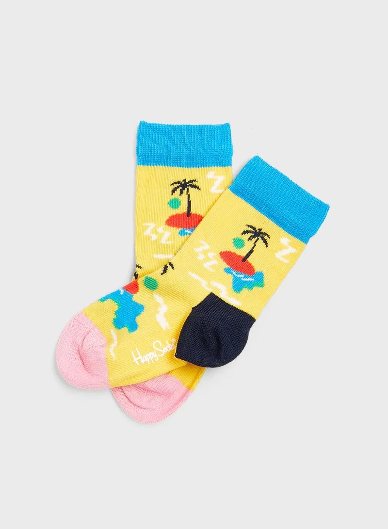 Happy Socks Kids 2 Pack Island In The Sun Socks