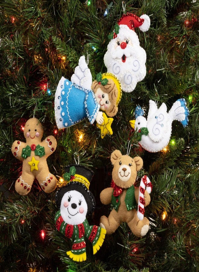 Bucilla, Holiday Favorites, Felt Applique 6 Piece Ornament Making Kit, Perfect for DIY Arts and Crafts, 89577E - Image 2