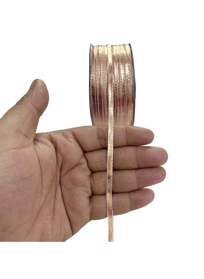 Embroiderymaterial Gota Trim Lace Rolls, 100 Meter for Saree Dupatta Dresses & Blouses-Rose Gold-1Roll - Image 4