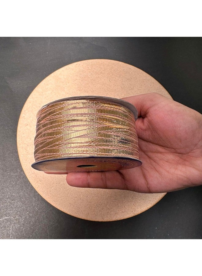 Embroiderymaterial Gota Trim Lace Rolls, 100 Meter for Saree Dupatta Dresses & Blouses-Rose Gold-1Roll - Image 3