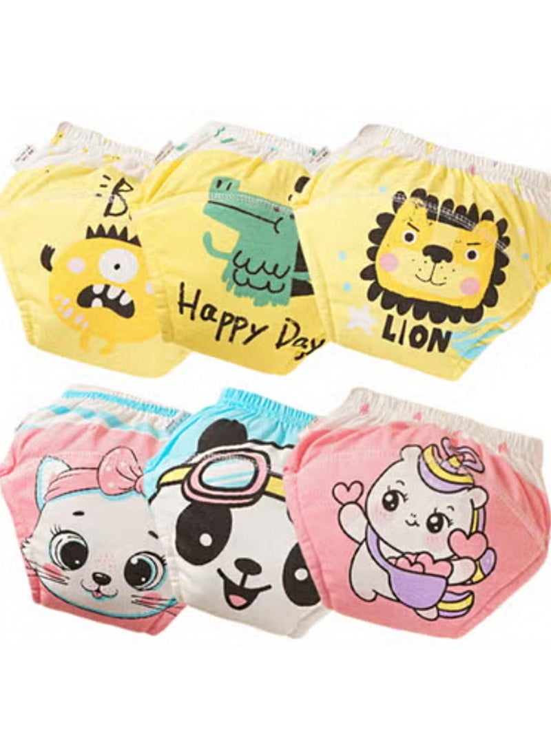 6 Piece Potty Training Underwear, 6 Layers Breathable Cotton Absorbent Trainer Pants for Toddler Baby Boys Girls Waterproof 110Yards(16-20kg) - Image 1