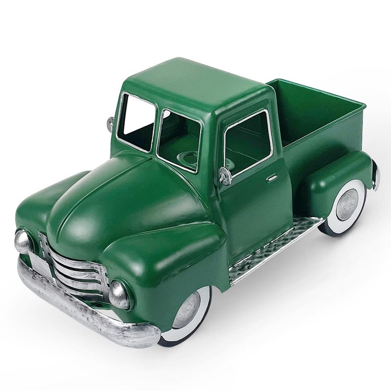 FGYPYLFF Farmhouse Green Truck Decor, Metal Pickup Truck Planter, Truck Decor, Vintage Truck Decor Desktop Storage Decor Model for Home Indoor and Outdoor Table Center Decor - Image 1