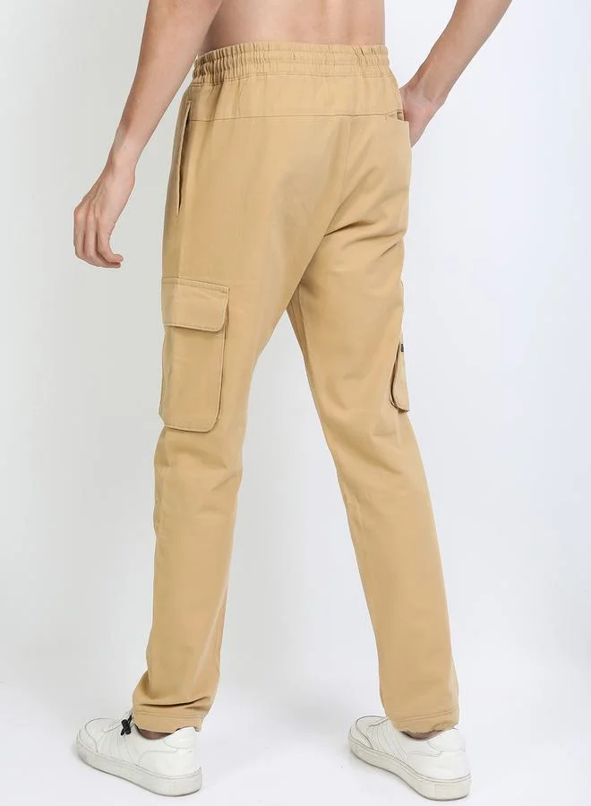 HIGHLANDER Solid Cargo Pants with Drawstring Closure by Styli