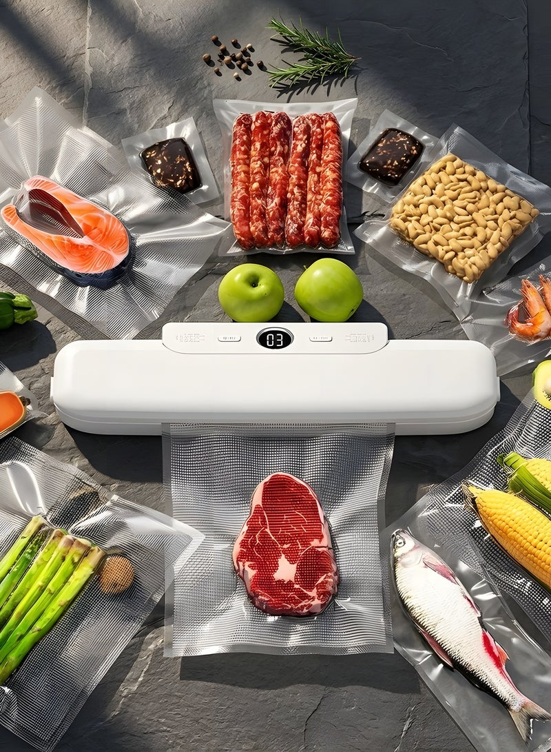 Beauenty Vacuum Sealer for Food ,Automatic Sealer Machine with 10 Vacuum Bags,Food Vacuum Air Sealing System for Food Preservation Storage Saver,Dry & Moist Food Modes（British Standard Plug） - Image 5