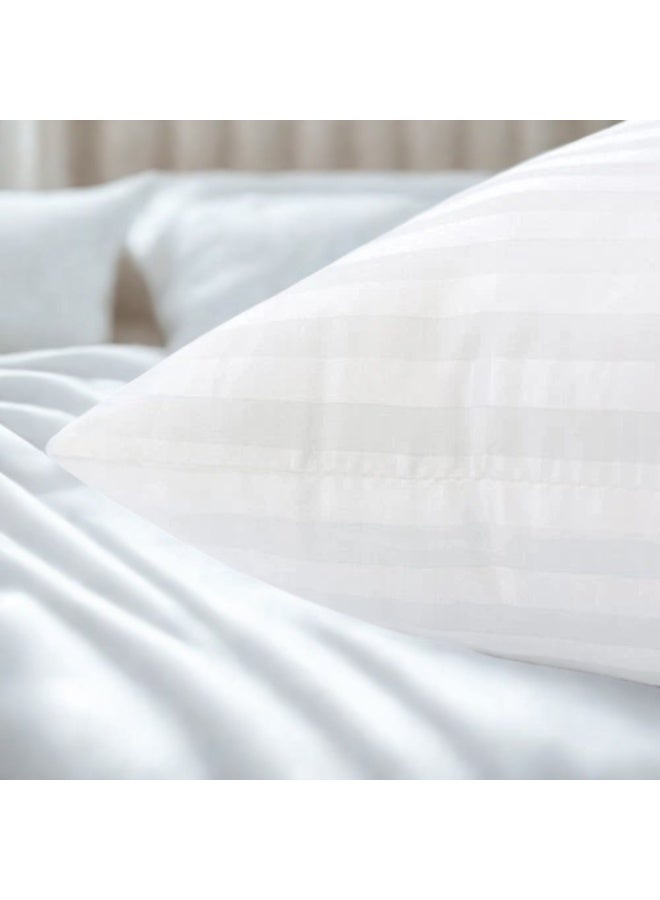 أميريكان لينين مجموعة من وسادتين أبيضتين مخططتين بجودة فندقية | ٤٦ × ٧٠ سم، وزن كل وسادة ٧٠٠ غرام | حشوة دقيقة ٧٥ غرام لكل متر مربع | وسائد لدعم الظهر والرقبة والكتفين | ألياف دقيقة ناعمة ورقيقة - Image 5