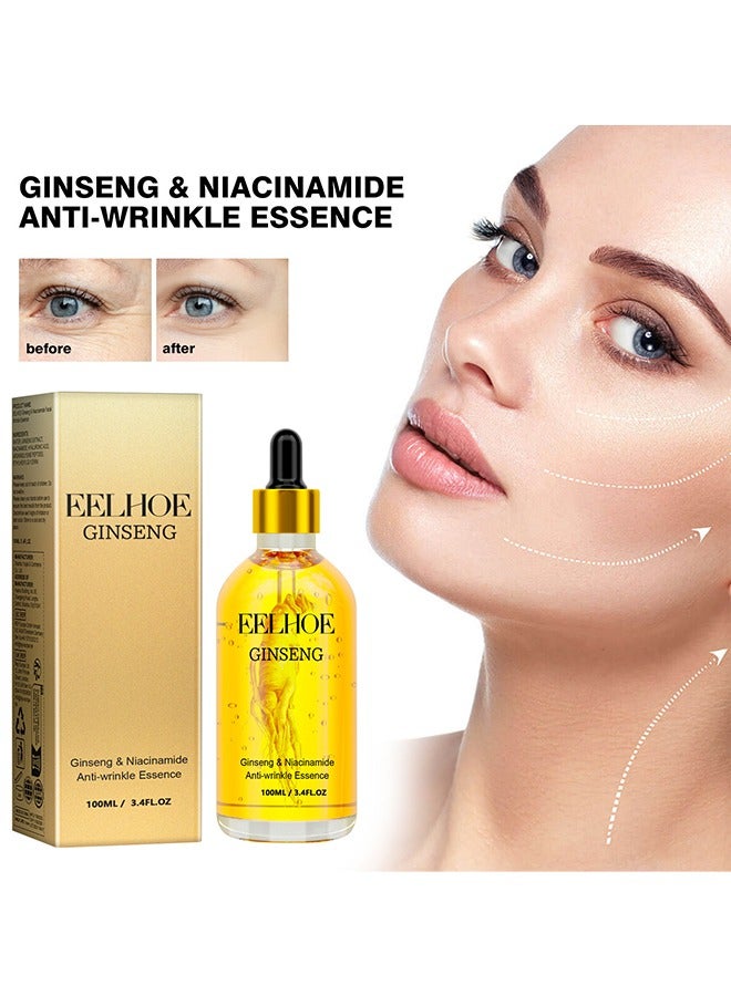 EELHOE Ginseng & Niacinamide Anti-wrinkle Essence, Ginseng Polypeptide Anti-Wrinkle Essence, Ginseng Anti Ageing Serum for Women 100ml - Image 1