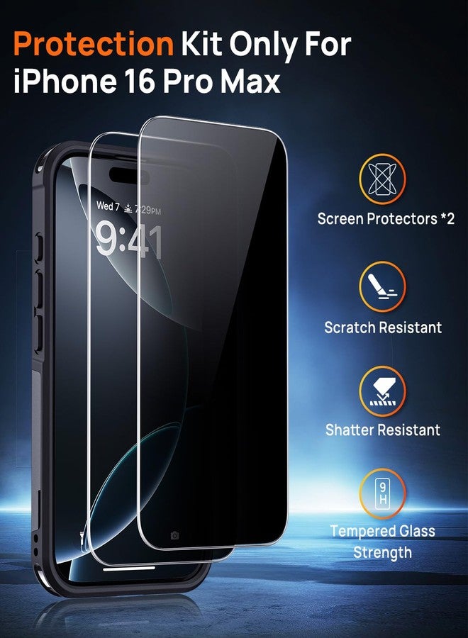 جراب Lanhiem المغناطيسي لهاتف iPhone 16 Pro Max، مع [قطعتين من واقي الشاشة للخصوصية] [متوافق مع MagSafe] جراب هاتف عسكري واقٍ مقاوم للصدمات ومتين لهاتف iPhone 16 Pro Max (أسود) - Image 2