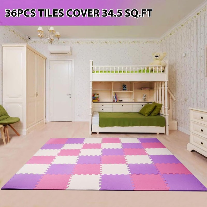 BalanceFrom Foam Floor Tiles for Kids - Non-Toxic Comfortable Baby Play Mat and Interlocking Foam Tiles for Crawling & Development, Soft Play Mat for Babies, 36 Tiles Cover 36 SQ SF - Image 3