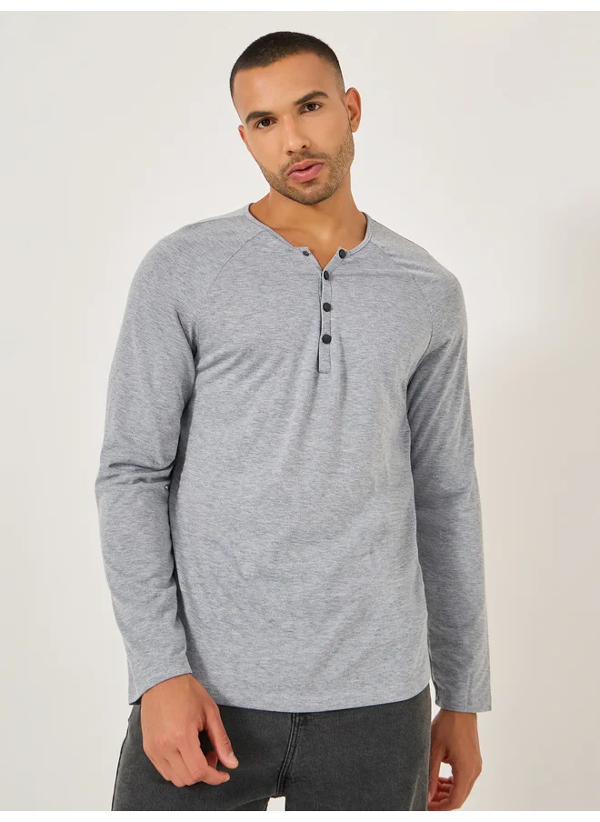 Take Two Take Two Solid Henley Neck Slim Fit T-Shirt