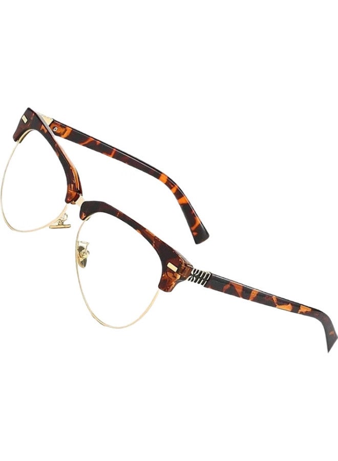 Boshide (Boshide) Myopia Glasses Blue Light Blocking Glasses Korean Retro Half-Frame Leopard Print Cat Eye Glasses Tofu Frame 400 Degrees - Image 2