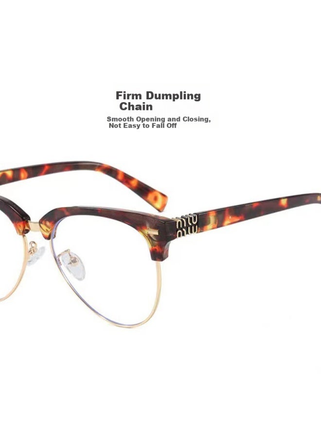 Boshide Myopia Gl Blue Light Blocking Gl Korean Retro Half-frame Leopard Print Cat Eye Gl Tofu Frame 400 Degrees - Image 5