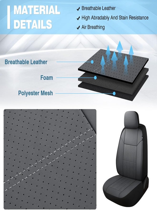 VarCozy Faux Leather Car Seat Covers Front Pair, Universal Front Seat Covers for Car, Breathable Seat Covers for SUV, Sedan, Van, Premium Automotive Interior Covers, Airbag Compatible, Grey - Image 4