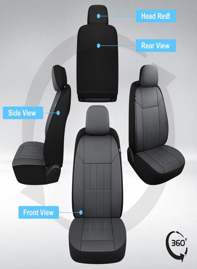 VarCozy Faux Leather Car Seat Covers Front Pair, Universal Front Seat Covers for Car, Breathable Seat Covers for SUV, Sedan, Van, Premium Automotive Interior Covers, Airbag Compatible, Grey - Image 3