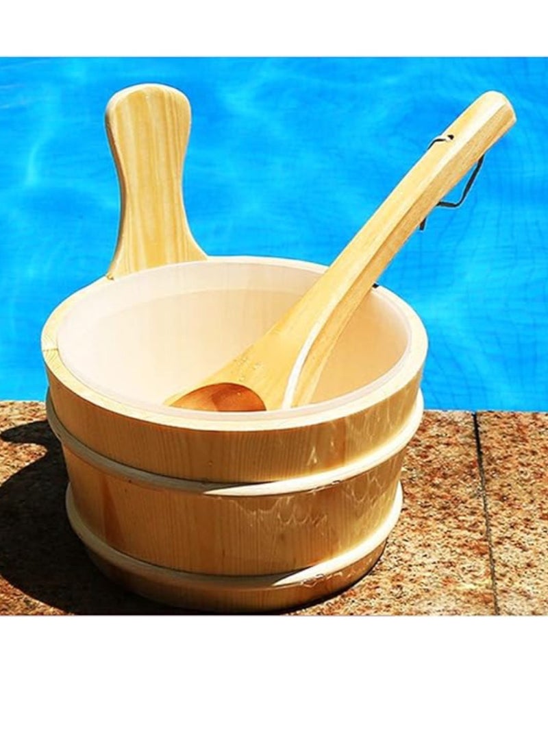 Vitacelli 4L Wooden Sauna Bucket and Ladle Sauna Water Bucket Home Sauna - Image 4