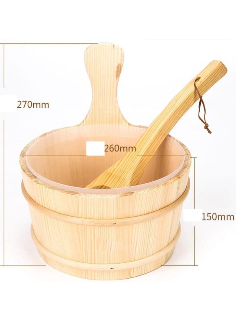 Vitacelli 4L Wooden Sauna Bucket and Ladle Sauna Water Bucket Home Sauna - Image 2