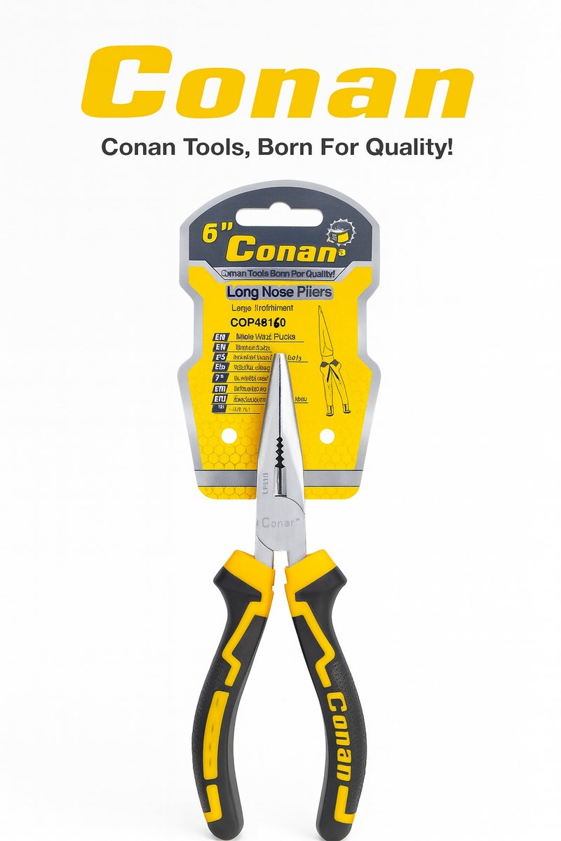 Conan 6" (160mm) Long Nose Pliers – Model COP48160, Durable Industrial Steel for Extended Lifespan - Image 1