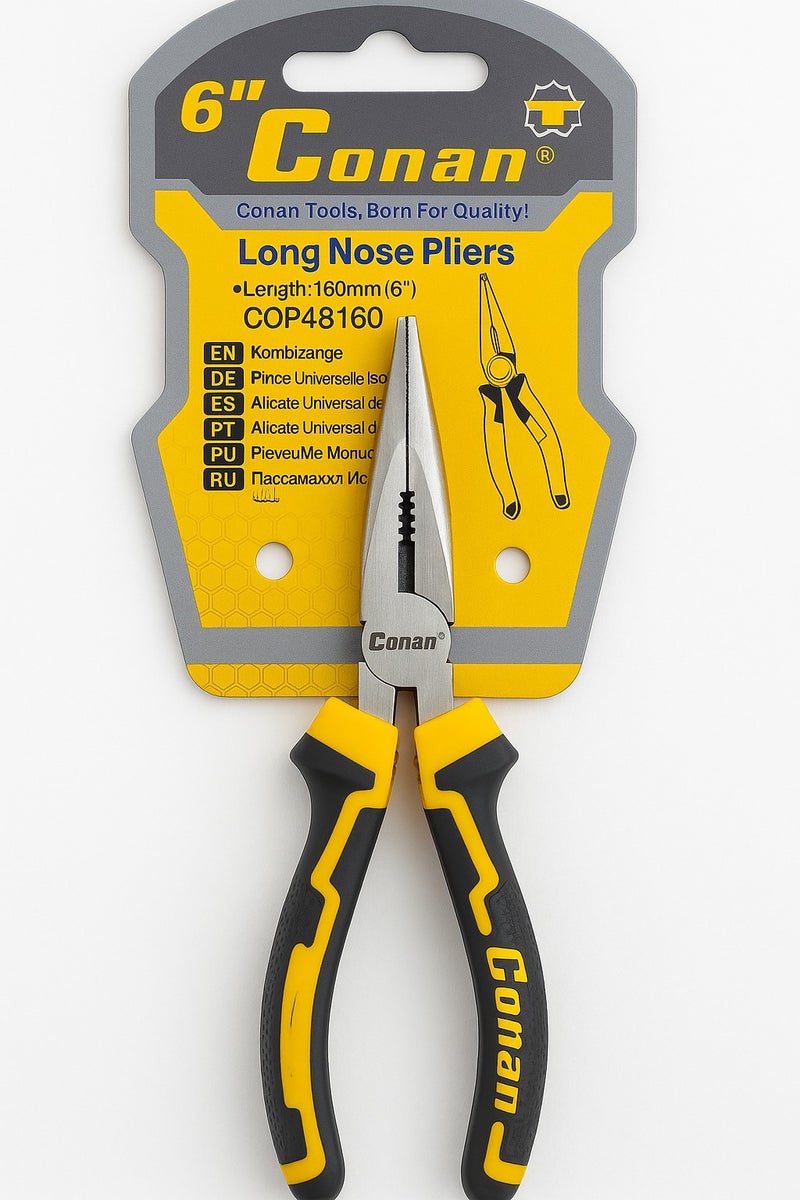 Conan 6" (160mm) Long Nose Pliers – Model COP48160, Durable Industrial Steel for Extended Lifespan - Image 2