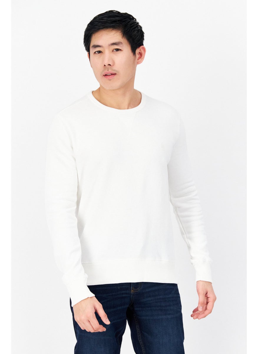 French Connection Men Crew Neck Long Sleeves Brand Logo Sweatshirt, White  - Image 1