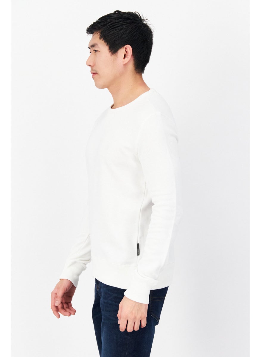 French Connection Men Crew Neck Long Sleeves Brand Logo Sweatshirt, White  - Image 4