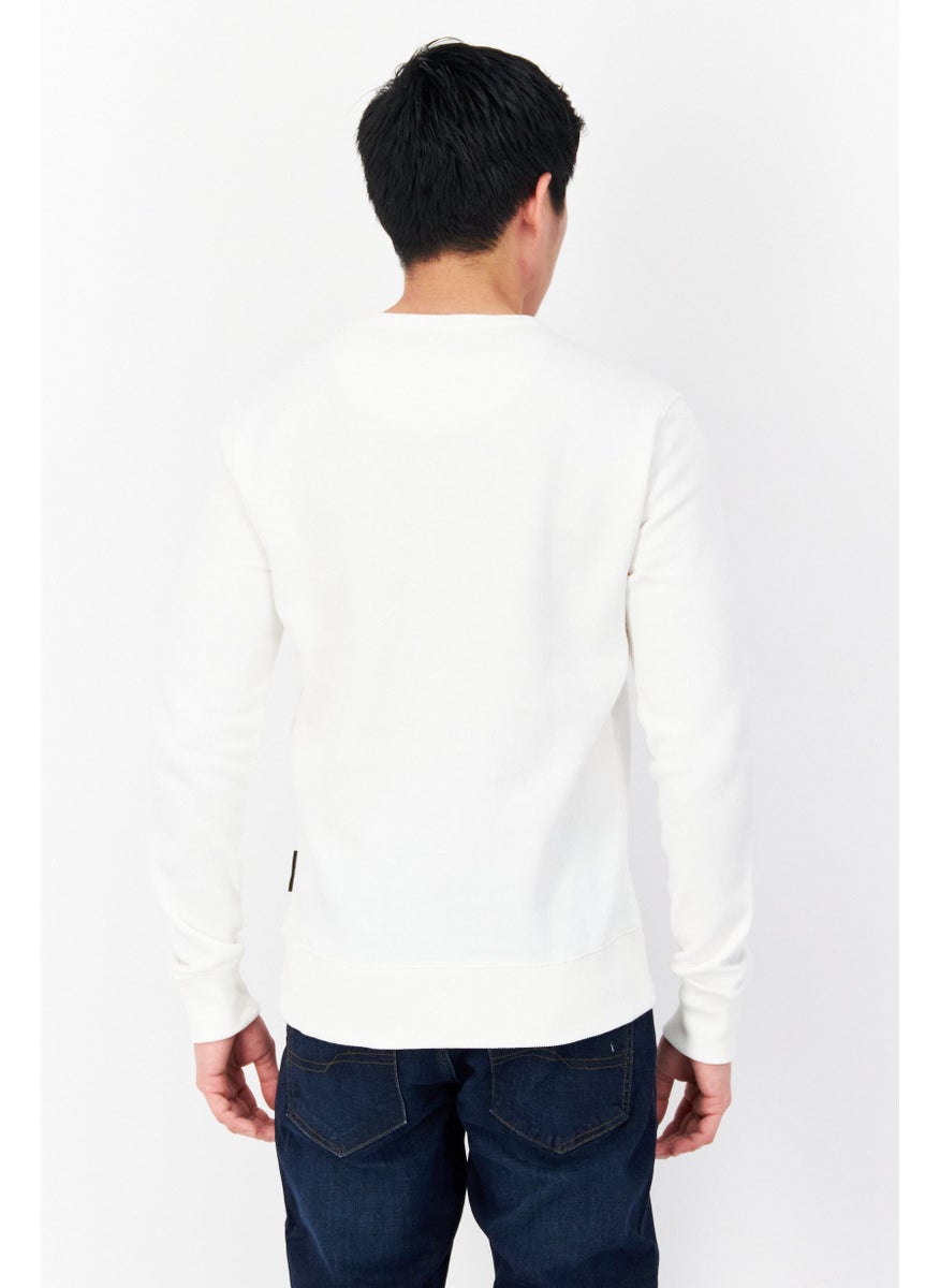 French Connection Men Crew Neck Long Sleeves Brand Logo Sweatshirt, White  - Image 2